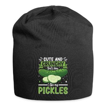 Cute and crunchy cucumber gift - Jersey Beanie - black - Front