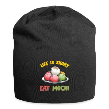 Mochi Japanischer Reiskuchen Süßigkeiten Snack Süßes Mochi - Jersey-Beanie - Schwarz - Vorne