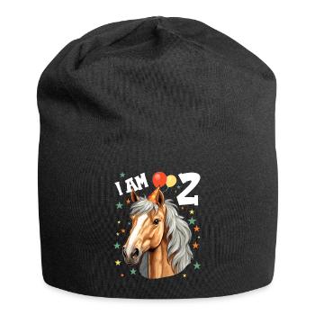 I Am 2 Years Old Horses Horse 2nd Birthday - Jersey Beanie - black - Front