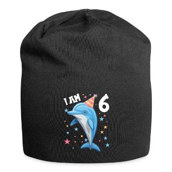I am 6 years old Dolphins Dolphin 6th birthday - Jersey Beanie - black - Front