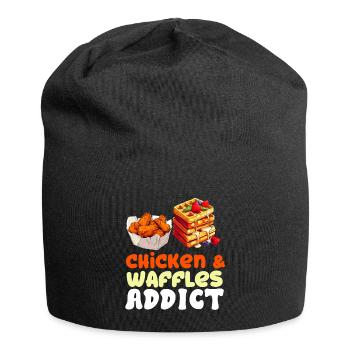 Hühnchen und Waffeln Gebratene Hähnchenflügel Liebhaber - Jersey-Beanie - Schwarz - Vorne