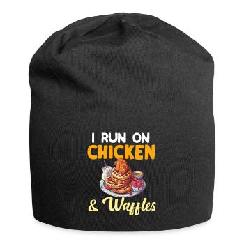 Hühnchen und Waffeln Gebratene Hähnchenflügel Liebhaber - Jersey-Beanie - Schwarz - Vorne