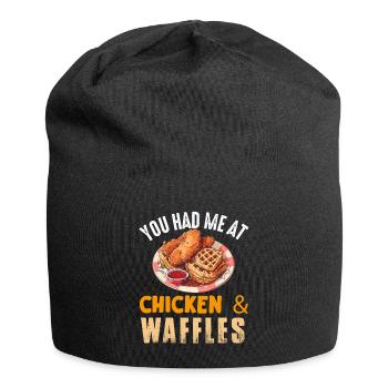 Hühnchen und Waffeln Gebratene Hähnchenflügel Liebhaber - Jersey-Beanie - Schwarz - Vorne