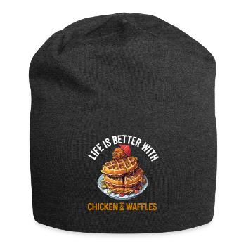 Hühnchen und Waffeln Gebratene Hähnchenflügel Liebhaber - Jersey-Beanie - Anthrazit - Vorne