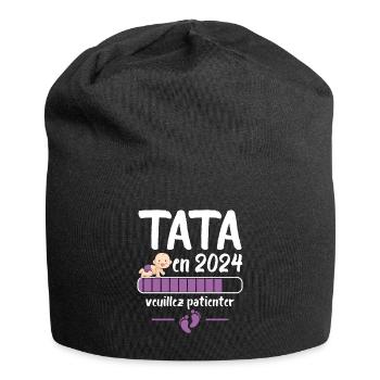 Cadeau Tata Annonce Grossesse Future Tante 2024 - Bonnet en jersey - noir - Devant