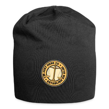 Ich bin nur hier, um mir ein Alibi zu verschaffen. Rechtsbeistand - Jersey-Beanie - Schwarz - Vorne