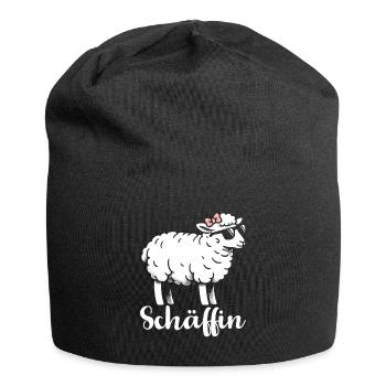 Chef Chefin Schaf Geschenk Schäfin Spruch - Jersey-Beanie - Schwarz - Vorne