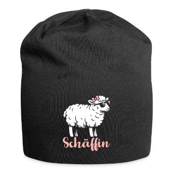 Chef Chefin Schaf Geschenk Schäfin Spruch - Jersey-Beanie - Schwarz - Vorne