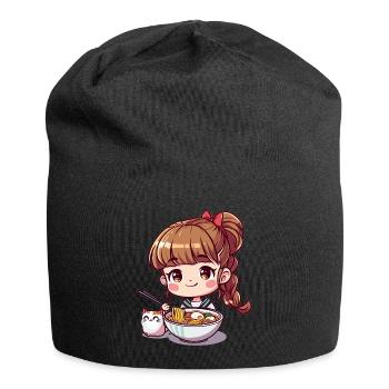 Ramen Cat Lover Cute Anime Girl Eating Ramen Otaku - Jersey-Beanie - Schwarz - Vorne