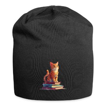 Cats and Books Reading Bookworm Funny & Cut - Jersey Beanie - black - Front