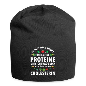 Frage mich nicht über Proteine Veganer Sprüche - Jersey-Beanie - Schwarz - Vorne