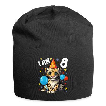 I'm 8 Years Old Leopard Leopard 8th Birthday - Jersey Beanie - black - Front