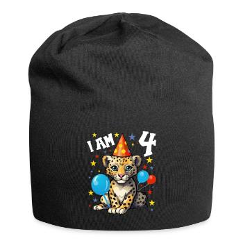 I'm 4 Years Old Leopard Leopard 4th Birthday - Jersey Beanie - black - Front