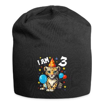 Ich bin 3 Jahre alt Leoparde Leopard 3. Geburtstag - Jersey-Beanie - Schwarz - Vorne