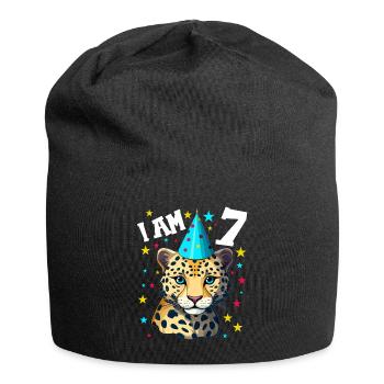 Ich bin 7 Jahre alt Leoparde Leopard 7. Geburtstag - Jersey-Beanie - Schwarz - Vorne