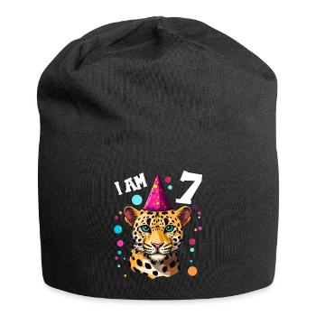 Ich bin 7 Jahre alt Leoparde Leopard 7. Geburtstag - Jersey-Beanie - Schwarz - Vorne
