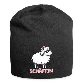 Chef Chefin Schaf Geschenk Schäfin Spruch - Jersey-Beanie - Schwarz - Vorne