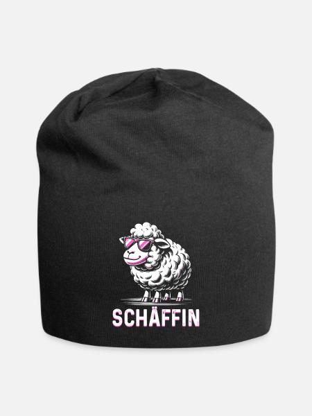Chef Chefin Schaf Geschenk Schäfin Spruch - Jersey-Beanie - Schwarz
