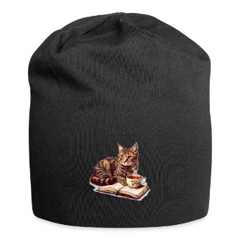 Cats Books Tea Reading - Cute Funny Graphic - Jersey-Beanie - Schwarz - Vorne