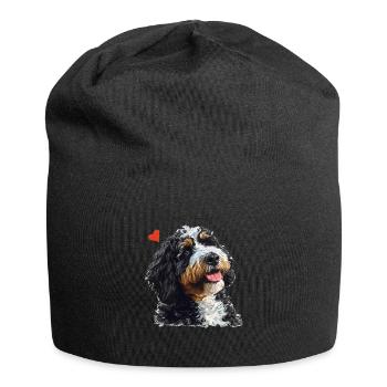Bernedoodle chien race animal mignon Bernedoodle graphique - Bonnet en jersey - noir - Devant
