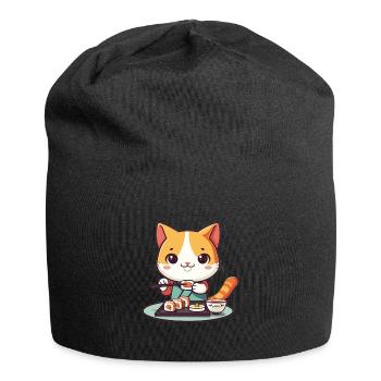 Chats et Sushi Japonais Nourriture Chaton Kawaii Anime - Bonnet en jersey - noir - Devant