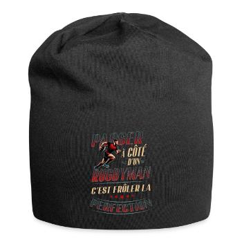 Rugby - Rugbyman Rouge et Noir - Bonnet en jersey - noir - Devant