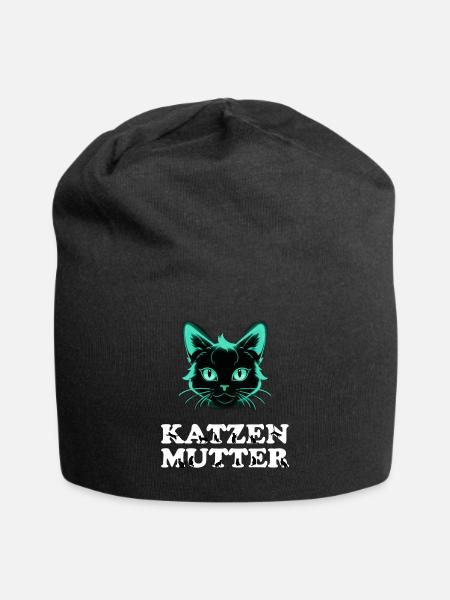 Katzenmutter Design - Jersey-Beanie - Schwarz