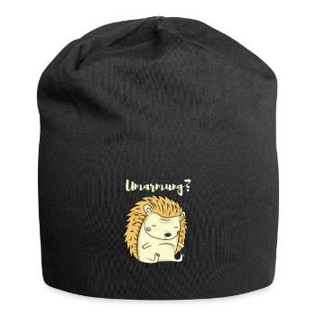 Hedgehog lover funny hedgehog motif hug? - Jersey Beanie - black - Front