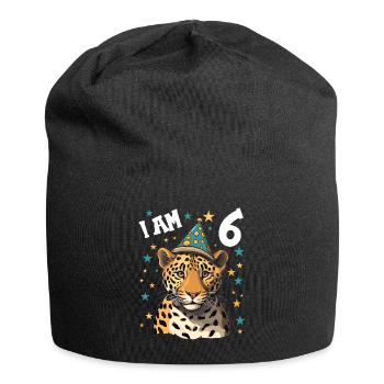 Ich bin 6 Jahre alt Leoparde Leopard 6. Geburtstag - Jersey-Beanie - Schwarz - Vorne