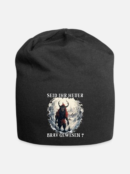 Krampus T | Krampus Kostüm | Dämonischer - Jersey-Beanie - Schwarz