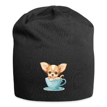 Chihuahua mignon avec une tasse de café Chiwawa - Bonnet en jersey - noir - Devant
