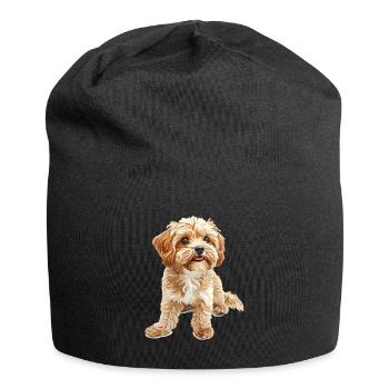 Maltipoo Chien Race Animal Mignon Drôle Graphique - Bonnet en jersey - noir - Devant