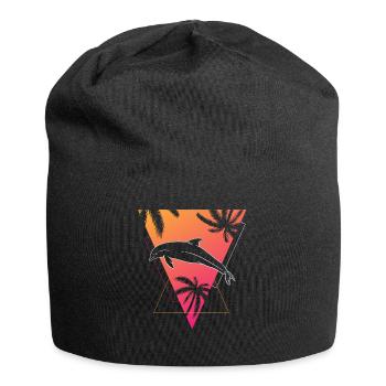 Retro Dolphin Tropics Dream Graphic - Jersey Beanie - black - Front