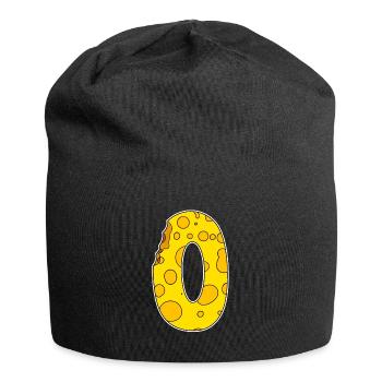 Zahl 0 - Null - Jersey-Beanie - Schwarz - Vorne