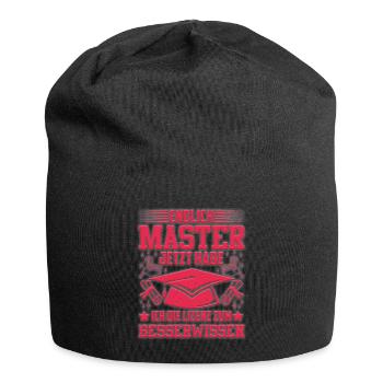 Endlich Master Habe die Lizenz zum Besserwissen - Jersey-Beanie - Schwarz - Vorne