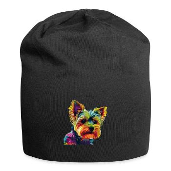 Yorkshire Terrier Yorkie Dog Pop Art Colorful - Jersey Beanie - black - Front