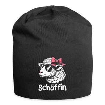Chef Chefin Schaf Geschenk Schäfin Spruch - Jersey-Beanie - Schwarz - Vorne