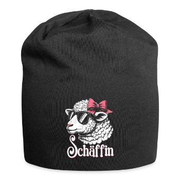 Chef Chefin Schaf Geschenk Schäfin Spruch - Jersey-Beanie - Schwarz - Vorne