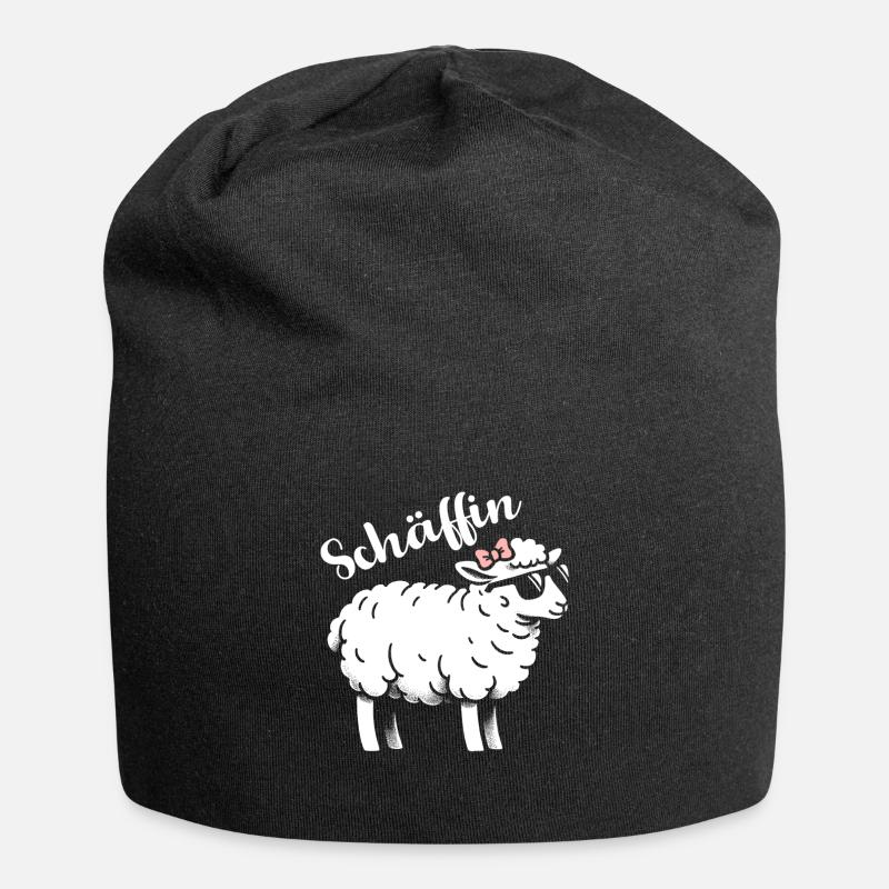 Chef Chefin Schaf Geschenk Schäfin Spruch - Jersey-Beanie - Schwarz