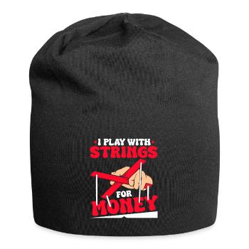 I play with strings for money - Jersey-Beanie - Schwarz - Vorne