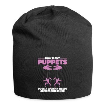 How many puppets does a woman need? - Jersey-Beanie - Schwarz - Vorne