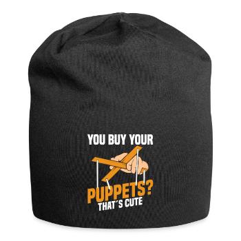 You buy your puppets? That´s cute - Jersey-Beanie - Schwarz - Vorne