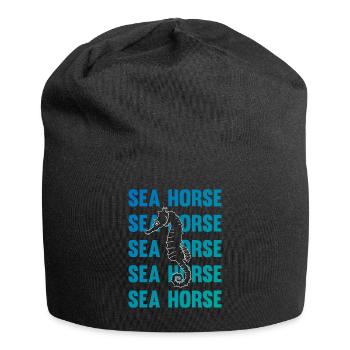 Sea Horse Writing Game Ocean Love - Jersey Beanie - black - Front