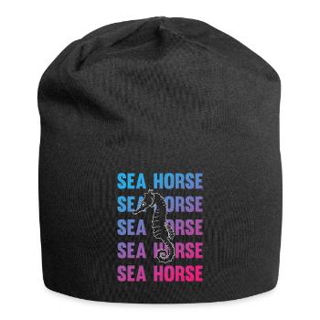 Sea Horse Writing Game Ocean Love - Jersey Beanie - black - Front