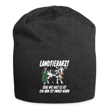 "No matter how cold it is" Country Veterinarian - Jersey Beanie - charcoal grey - Front