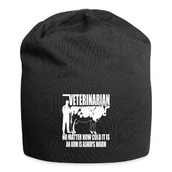 "No matter how cold it is" Country Veterinarian - Jersey Beanie - black - Front