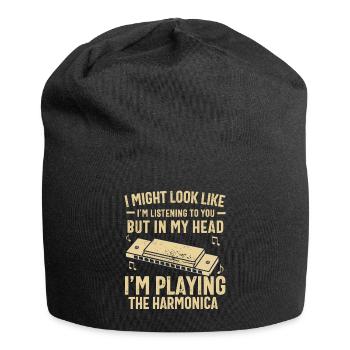 Mundharmonikaspieler für Männer Frauen Lustiger Harmoniker - Jersey-Beanie - Schwarz - Vorne