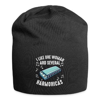 Mundharmonikaspieler für Männer Frauen Lustiger Harmoniker - Jersey-Beanie - Schwarz - Vorne