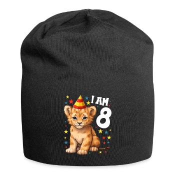 I'm 8 Years Old Lion Leo 8th Birthday - Jersey Beanie - black - Front