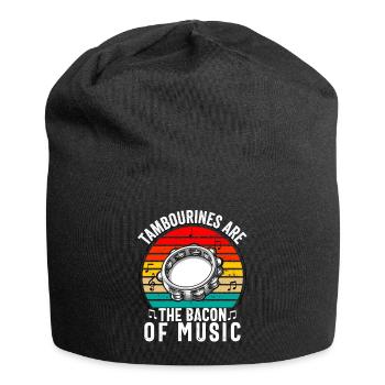 Tamburin für Männer Frauen Lustiger Tamburinspieler - Jersey-Beanie - Schwarz - Vorne